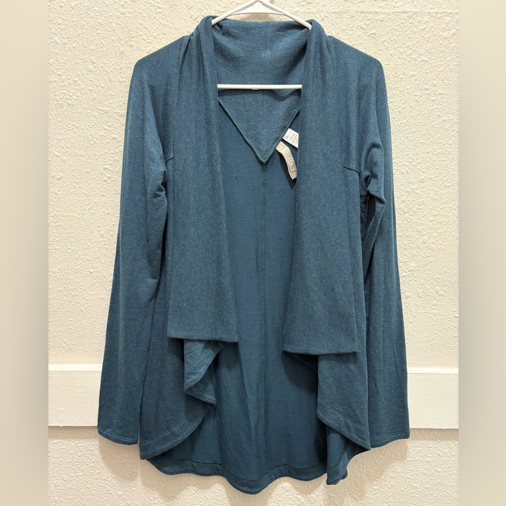 Athleta Nirvana Two Way Open Cardigan in Dark Vista Teal Size Small Tall